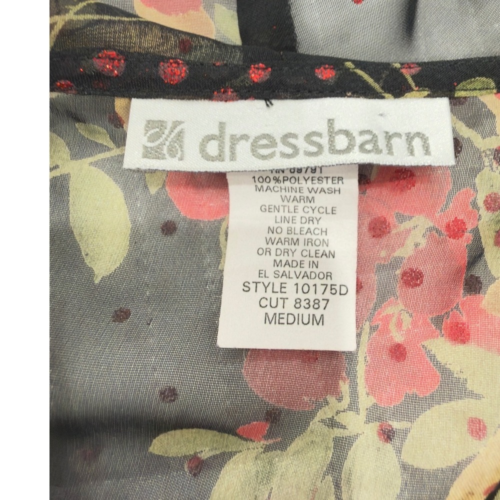 Dressbarn Vintage Sheer Floral Bell Sleeve Blouse Red Black Y2K Medium - Picture 3 of 8